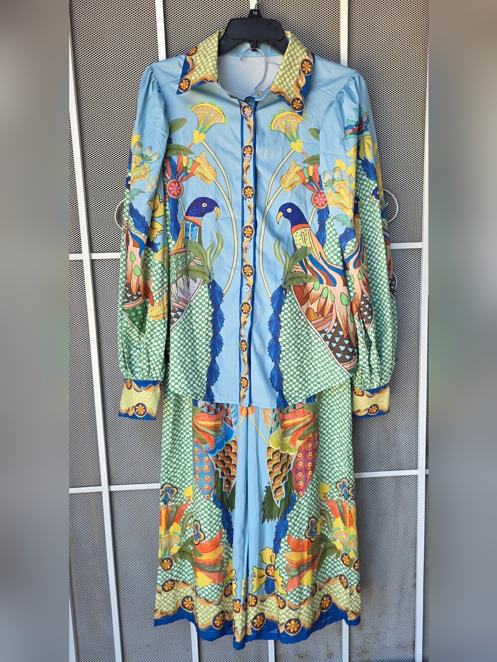 Birds In Paradise 2 Piece Pant Outfit Women's Size Medium